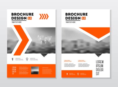 İş broşür tasarımı. Yıllık rapor vektör çizim şablonu. El ilanı kurumsal kapak. İş sunumu ile fotoğraf ve geometrik grafik öğeleri.