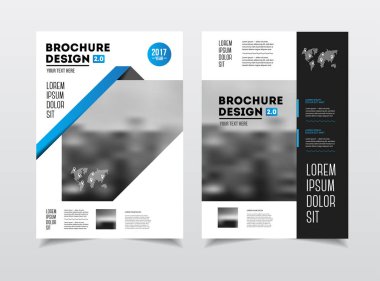 İş broşür tasarımı. Yıllık rapor vektör çizim şablonu. El ilanı kurumsal kapak. İş sunumu ile fotoğraf ve geometrik grafik öğeleri.