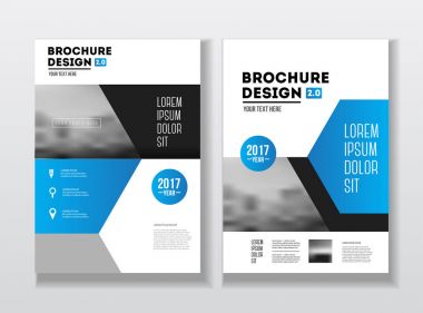 İş broşür tasarımı. Yıllık rapor vektör çizim şablonu. El ilanı kurumsal kapak. İş sunumu ile fotoğraf ve geometrik grafik öğeleri.