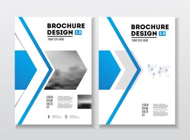 İş broşür tasarımı. Yıllık rapor vektör çizim şablonu. El ilanı kurumsal kapak. İş sunumu ile fotoğraf ve geometrik grafik öğeleri.