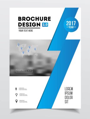 İş broşür tasarımı. Yıllık rapor vektör çizim şablonu. El ilanı kurumsal kapak. İş sunumu ile fotoğraf ve geometrik grafik öğeleri.