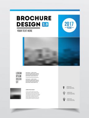 İş broşür tasarımı. Yıllık rapor vektör çizim şablonu. El ilanı kurumsal kapak. İş sunumu ile fotoğraf ve geometrik grafik öğeleri.