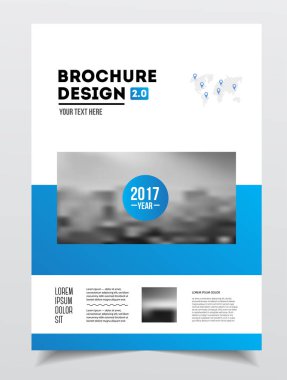 İş broşür tasarımı. Yıllık rapor vektör çizim şablonu. El ilanı kurumsal kapak. İş sunumu ile fotoğraf ve geometrik grafik öğeleri.