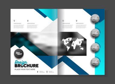 İş broşür tasarım vektör şablonu A4 boyutunda. Belge veya kitap kapağı. Fotoğraf ve metin ile birlikte faaliyet raporu. Basit tarzı broşür. El ilanı promosyon. Sunu kapak