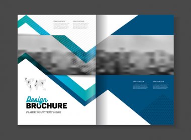 İş broşür tasarım vektör şablonu A4 boyutunda. Belge veya kitap kapağı. Fotoğraf ve metin ile birlikte faaliyet raporu. Basit tarzı broşür. El ilanı promosyon. Sunu kapak