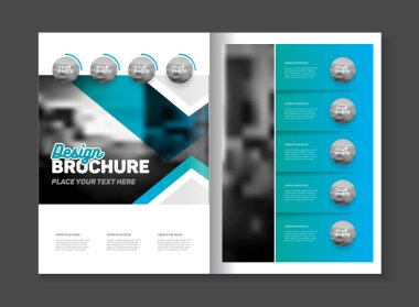 İş broşür tasarım vektör şablonu A4 boyutunda. Belge veya kitap kapağı. Fotoğraf ve metin ile birlikte faaliyet raporu. Basit tarzı broşür. El ilanı promosyon. Sunu kapak
