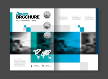 İş broşür tasarım vektör şablonu A4 boyutunda. Belge veya kitap kapağı. Fotoğraf ve metin ile birlikte faaliyet raporu. Basit tarzı broşür. El ilanı promosyon. Sunu kapak