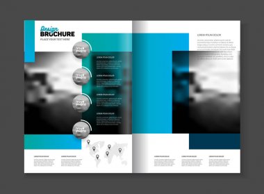 İş broşür tasarım vektör şablonu A4 boyutunda. Belge veya kitap kapağı. Fotoğraf ve metin ile birlikte faaliyet raporu. Basit tarzı broşür. El ilanı promosyon. Sunu kapak