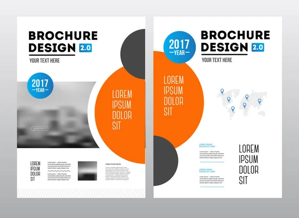 İş broşür tasarımı. Yıllık rapor vektör çizim şablonu. El ilanı kurumsal kapak. İş sunumu ile fotoğraf ve geometrik grafik öğeleri. — Stok Vektör