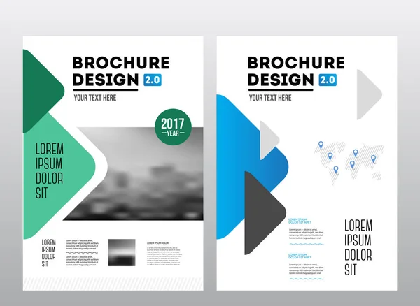 Zakelijke brochureontwerp. Jaarlijkse vector illustratie rapportsjabloon. Flyer corporate dekking. Bedrijfspresentatie met foto en geometrische grafische elementen. — Stockvector