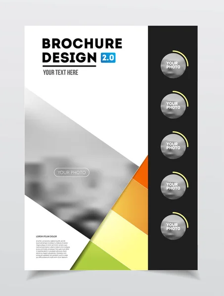 Business Brochure design. Annual report vector illustration template. Flyer corporate cover. Business presentation with photo and geometric graphic elements. — Stock Vector