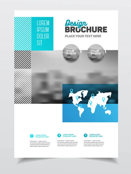 Conception de brochure d'affaires. Modèle d'illustration vectorielle de rapport annuel. Couverture de la compagnie. Présentation d'entreprise avec photo et éléments graphiques géométriques . — Image vectorielle