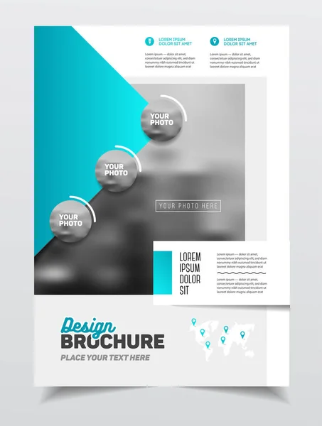 Business Brochure design. Modello di illustrazione vettoriale della relazione annuale. Copertina aziendale del volantino. Presentazione aziendale con foto ed elementi grafici geometrici . — Vettoriale Stock