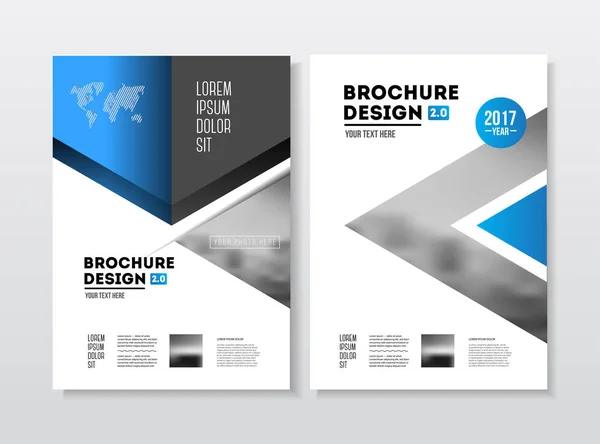 Design broșură de afaceri. Raport anual șablon de ilustrare vectorială. Acoperire corporativă Flyer. Prezentare de afaceri cu elemente grafice fotografice și geometrice . — Vector de stoc