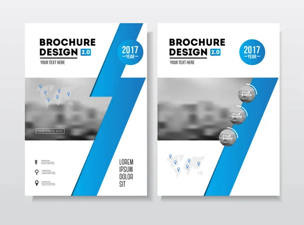 Business Brochure design. Modello di illustrazione vettoriale della relazione annuale. Copertina aziendale del volantino. Presentazione aziendale con foto ed elementi grafici geometrici . — Vettoriale Stock