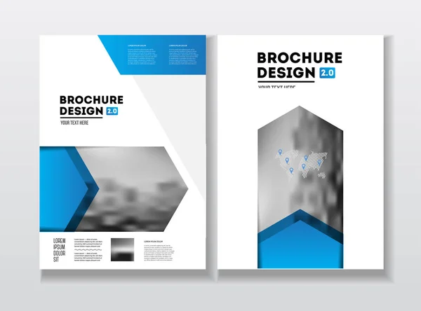 Zakelijke brochureontwerp. Jaarlijkse vector illustratie rapportsjabloon. Flyer corporate dekking. Bedrijfspresentatie met foto en geometrische grafische elementen. — Stockvector