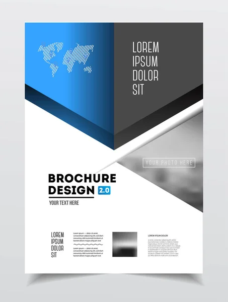 Conception de brochure d'affaires. Modèle d'illustration vectorielle de rapport annuel. Couverture de la compagnie. Présentation d'entreprise avec photo et éléments graphiques géométriques . — Image vectorielle