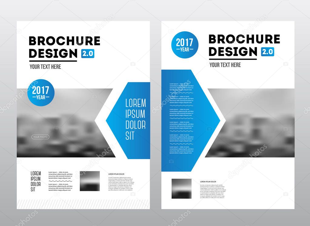 Business Brochure design. Annual report vector illustration template. Flyer corporate cover. Business presentation with photo and geometric graphic elements.