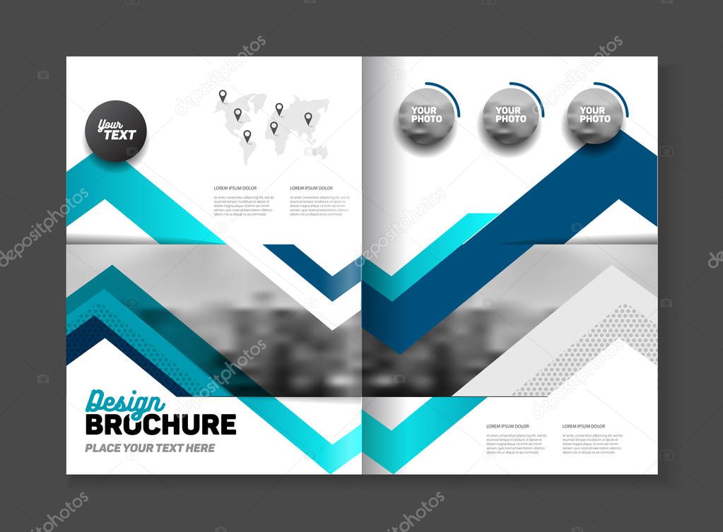 Abstract business Brochure design vector template in A4 size. Document or book cover. Annual report with photo and text. Simple style brochure. Flyer promotion. Presentation cover