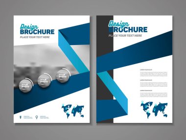 İş broşür tasarımı. Yıllık rapor vektör çizim şablonu. A4 boyutu kurumsal iş katalog kapak. İş sunumu ile fotoğraf ve geometrik grafik öğeleri.