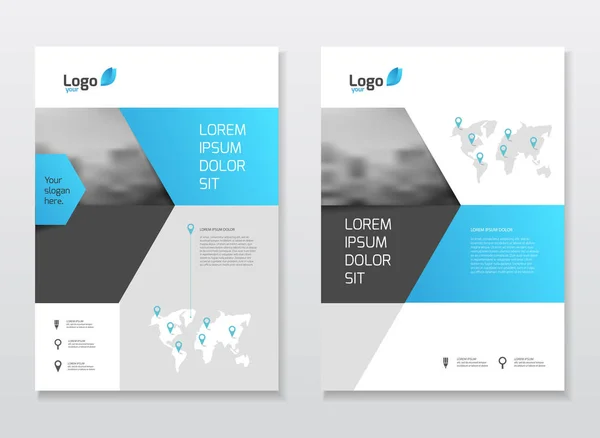 Blue Business Brochure design. Modèle d'illustration vectorielle de rapport annuel. Format A4 couverture du catalogue d'entreprise. Présentation d'entreprise avec photo et éléments graphiques géométriques . — Image vectorielle