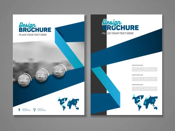 İş broşür tasarımı. Yıllık rapor vektör çizim şablonu. A4 boyutu kurumsal iş katalog kapak. İş sunumu ile fotoğraf ve geometrik grafik öğeleri. — Stok Vektör