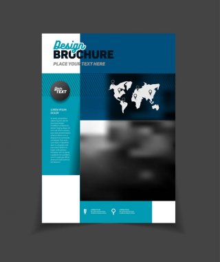 İş broşür tasarımı. Yıllık rapor vektör çizim şablonu. A4 boyutu kurumsal iş katalog kapak. İş sunumu ile fotoğraf ve geometrik grafik öğeleri.