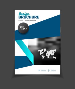 İş broşür tasarımı. Yıllık rapor vektör çizim şablonu. A4 boyutu kurumsal iş katalog kapak. İş sunumu ile fotoğraf ve geometrik grafik öğeleri.