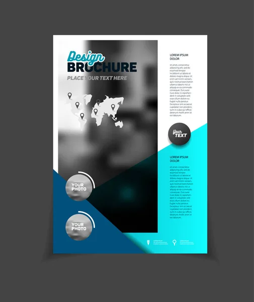 Business Brochure design. Annual report vector illustration template. A4 size corporate business catalogue cover. Business presentation with photo and geometric graphic elements. — Stock Vector