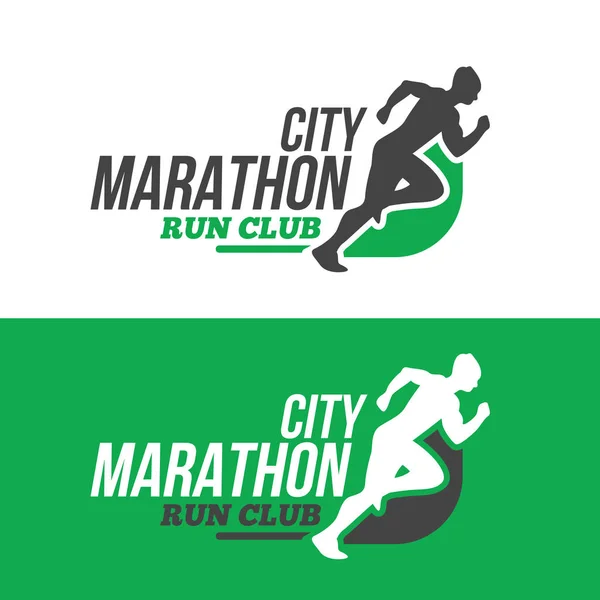 Running man silhouette, marathon — Stock Vector
