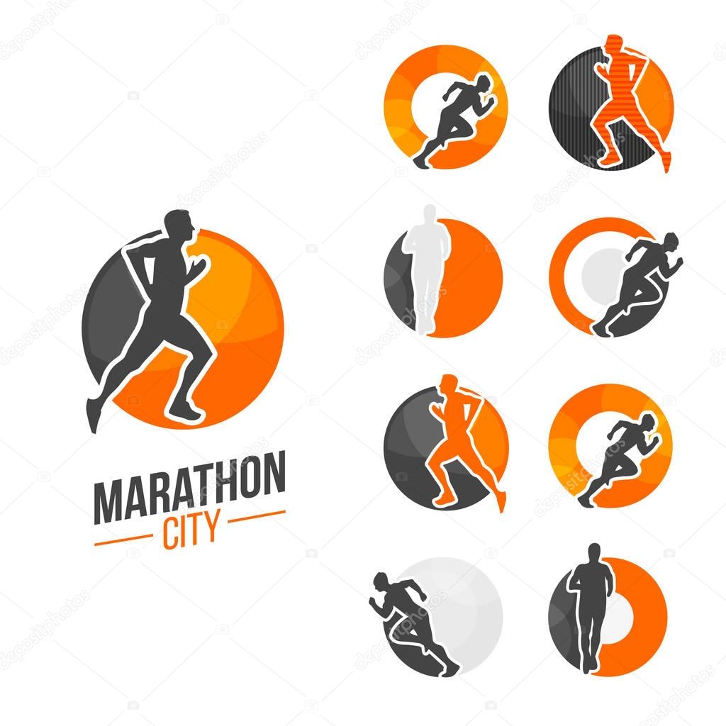 Running man silhouette, marathon