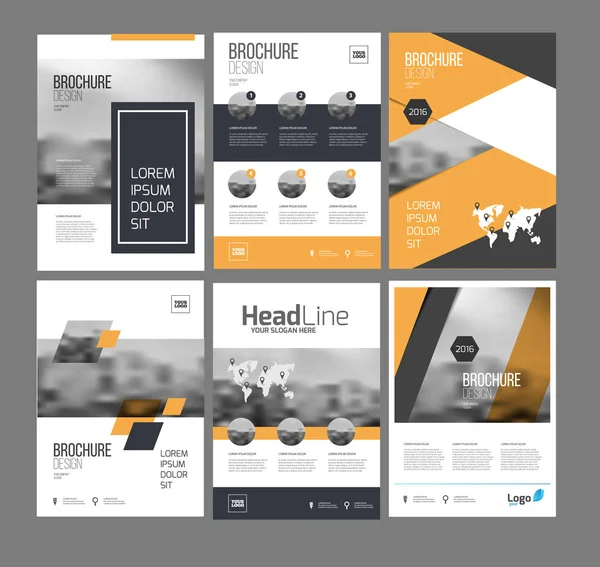 写真、テキスト、地図 6 のチラシ マーケティング テンプレート — ストックベクタ