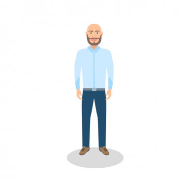 Kel adam rahat giyinmiş