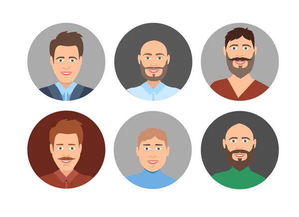 Zakenman ronde avatars — Stockvector