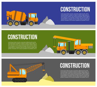 İnşaat makinesi web afiş konsepti. 