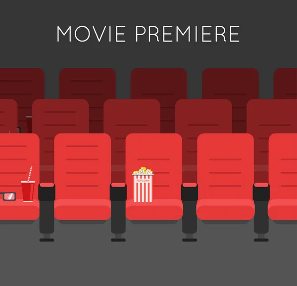Kino sál kina Red židle — Stockový vektor