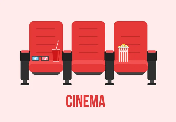 Sillas de cine rojo vector ilustración — Vector de stock