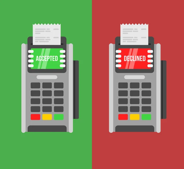 Avvisade och godkänd betalning kassaterminal — Stock vektor