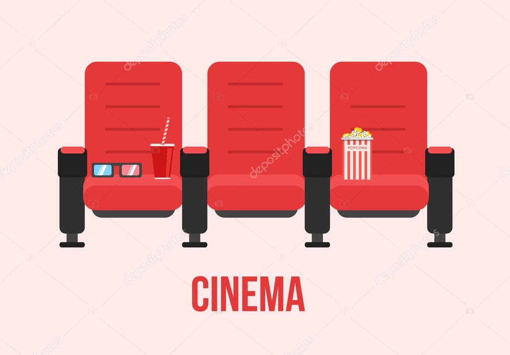 Red Cinema chairs vector illustration