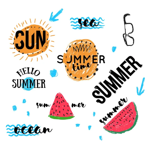 Summer text message for banners or flyers. Hand made signs. — Stock Vector