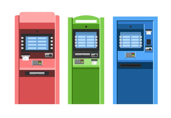 ATM machines vector set — Stock Vector
