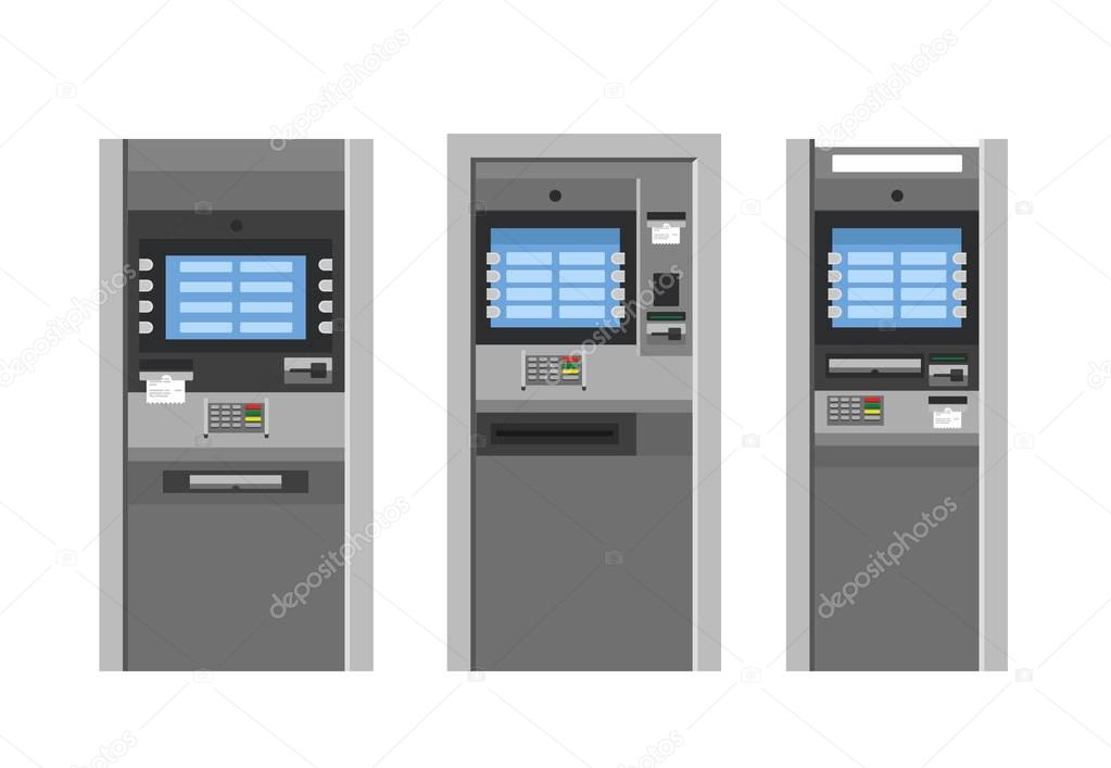 ATM machines flat style. Bank terminal. 