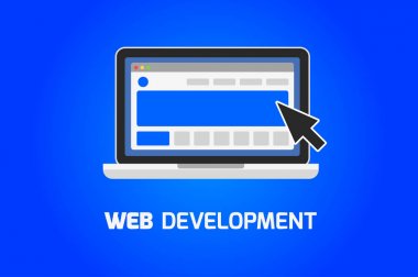 Web development laptop icon. Create website clipart