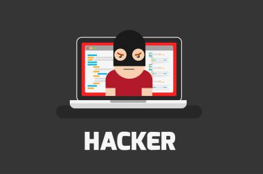 Hacker kodlama hata dizüstü vektör simgesine