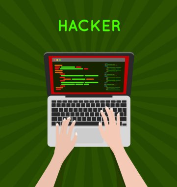 Hacker kodlama hata dizüstü vektör simgesine