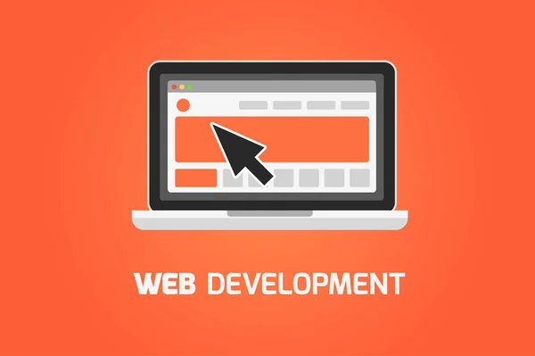 Lap-top εικονίδιο Web ανάπτυξης. Δημιουργία ιστοσελίδας — Διανυσματικό Αρχείο