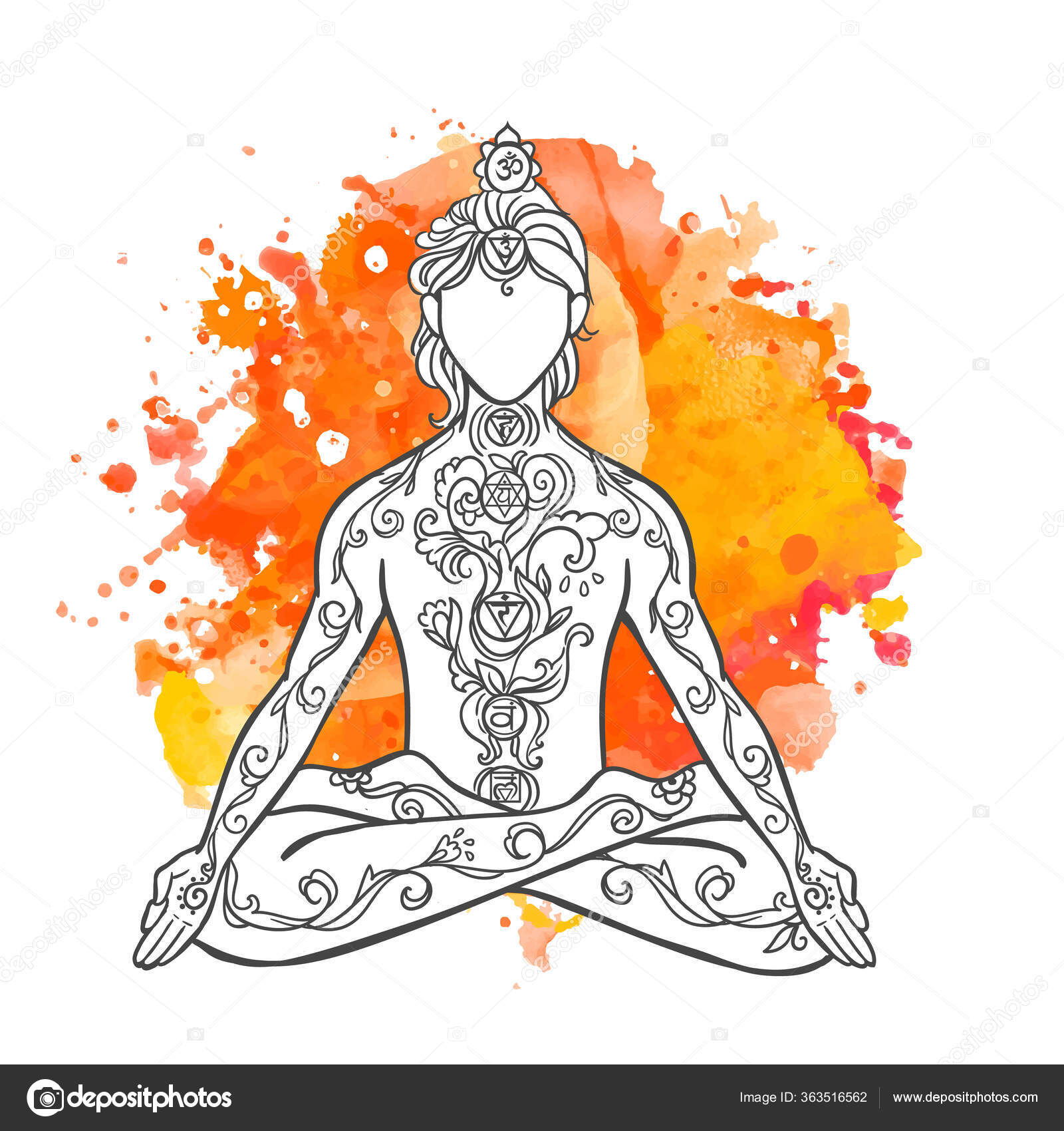 Украшенный Человек В Позе Йоги Украшение Красивая Открытка С.