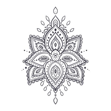 Güzel süsleme deseni. Lotus çiçeği. Vektör illüstrasyonu