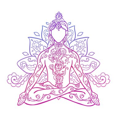 Yoga pozu veren süslü bir adam. Yoga yapan adamla güzel bir kart.
