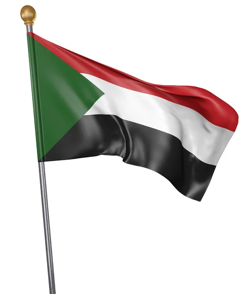 Nationale vlag voor land van Soedan geïsoleerd op een witte achtergrond, 3D-rendering — Stockfoto